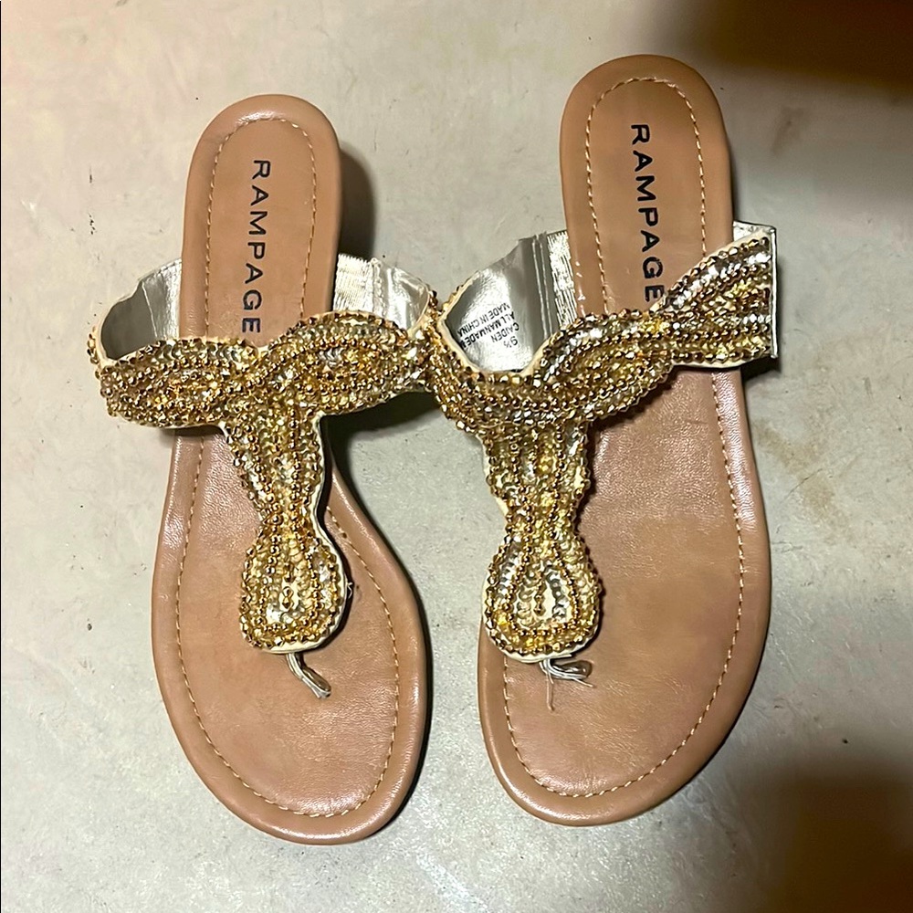 Gold sequin sandals